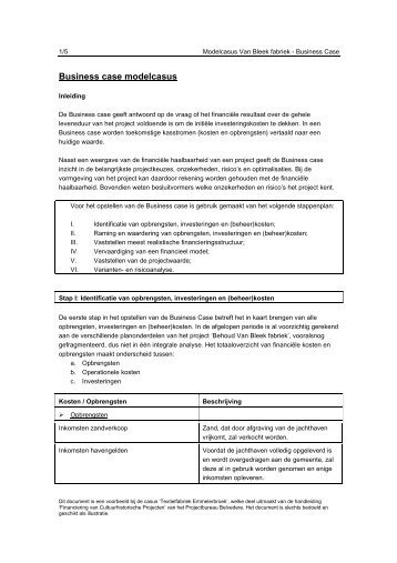 Uitwerking Business case voor de modelcasus (pdf ... - Belvedere