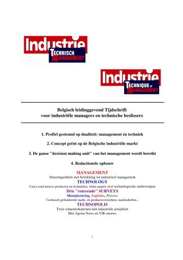 Belgisch leidinggevend Tijdschrift voor industriële managers en ...