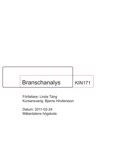 Branschanalys KIN171 - Mälardalens högskola