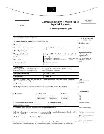 Aanvraagformulier voor visum van de Republiek Litouwen