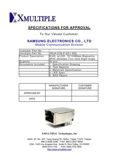 specifications for approval samsung electronics co., ltd