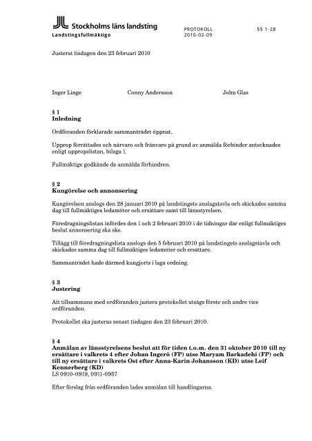 Anforandeprotokoll Stockholms Lans Landsting