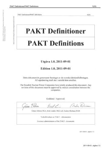 PAKT Definitioner / PAKT Definitions - Vattenfall