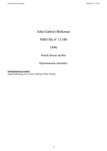 John Gabriel Borkman NBO Ms.4° 1118b 1896 - Henrik Ibsens skrifter