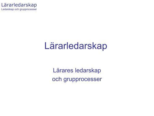 Lärarledarskapet