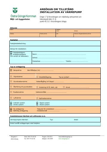 Ansökan värmepump - Östra Göinge kommun