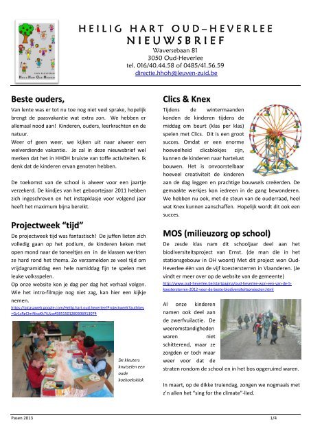Nieuw nieuwsbrief pasen - Vrije basisschool Heilig Hart Oud-Heverlee UL-82