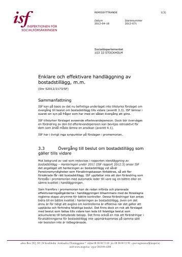 Enklare och effektivare handläggning av bostadstillägg, m.m.