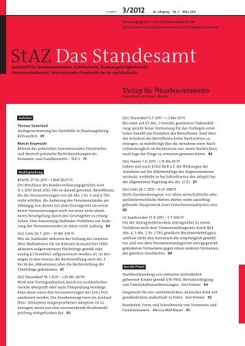 StAZ Das Standesamt - Verlag für Standesamtswesen