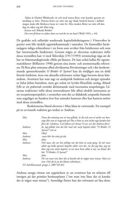 Läsarter och lässtrategier i skolans litteratursamtal - Didaktisk tidskrift