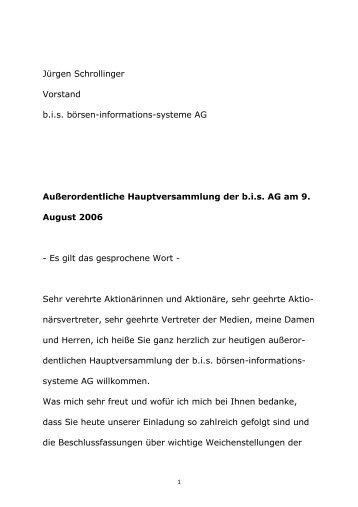 Jürgen Schrollinger Vorstand b.i.s. börsen-informations ... - Vwd