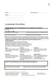 Levnadsintyg / Life certificate - PRI Pensionsgaranti