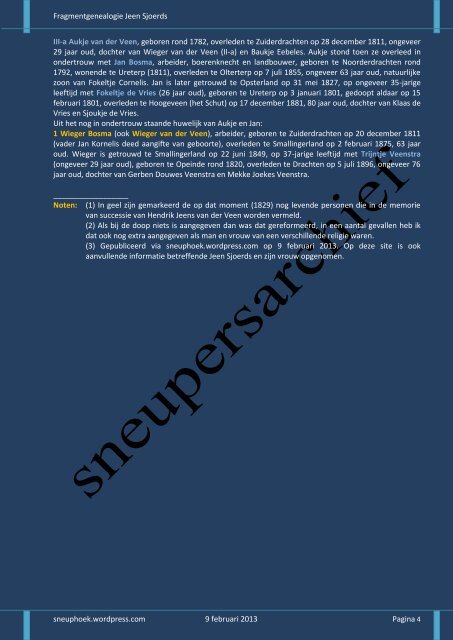 Fragmentgenealogie Jeen Sjoerds sneuphoek.wordpress.com 9 ...