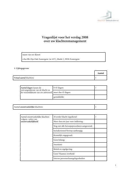 Eerstelijnsklachtenrapport 2008 - Vlaamse Ombudsdienst