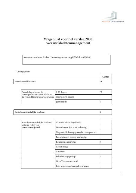 Eerstelijnsklachtenrapport 2008 - Vlaamse Ombudsdienst