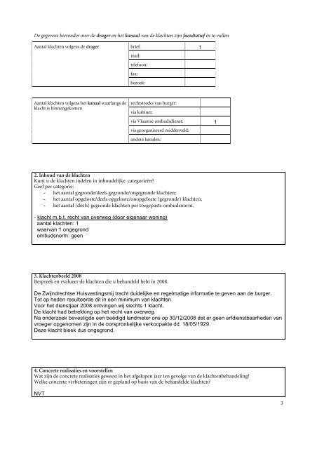 Eerstelijnsklachtenrapport 2008 - Vlaamse Ombudsdienst