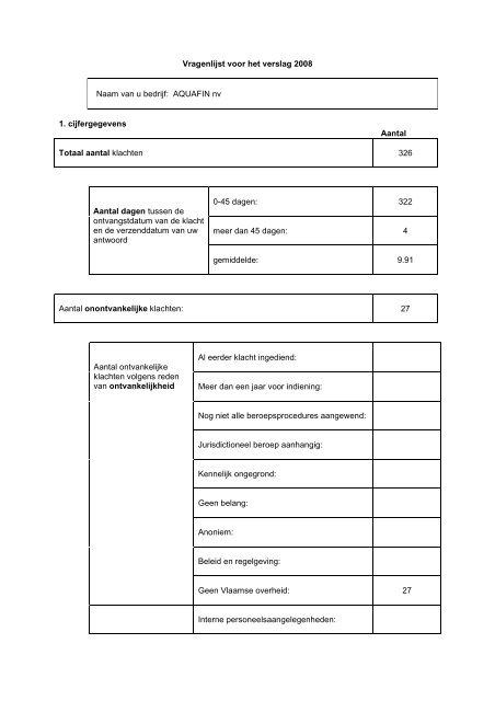 Eerstelijnsklachtenrapport 2008 - Vlaamse Ombudsdienst