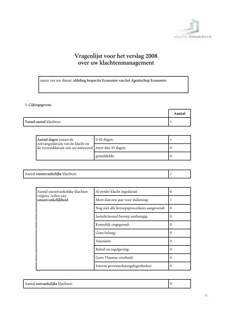 Eerstelijnsklachtenrapport 2008 - Vlaamse Ombudsdienst