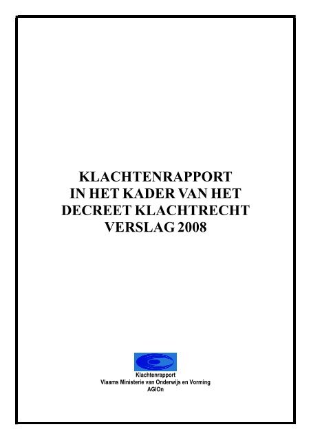 Eerstelijnsklachtenrapport 2008 - Vlaamse Ombudsdienst