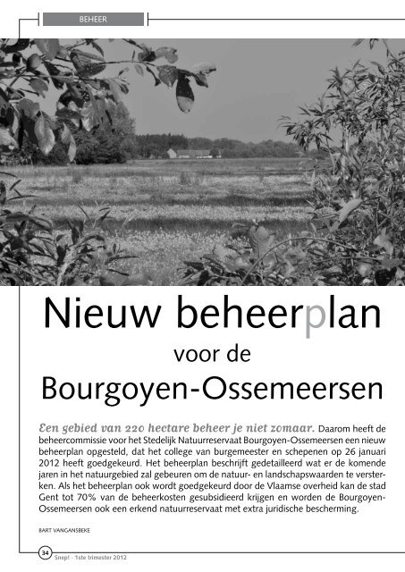 Nieuw beheerplan - Natuurpunt Gent