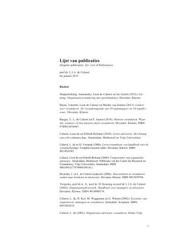 Lijst van publicaties tot jan. 2013_v1 - Léon de Caluwé
