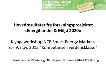presentasjon - NCE - Smart Energy Markets