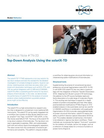 Top-Down Analysis Using the solariX-TD - Bruker Daltonics