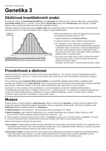 Genetika 3 - závěrečná témata GMH