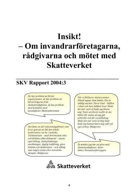 Skv Rapport 2004 3 Insikt Om Skatteverket