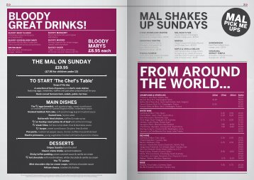 Mal on Sunday Menu - Malmaison