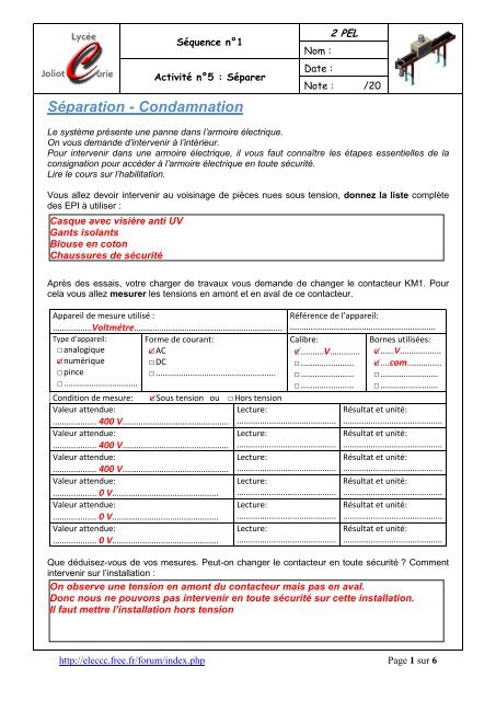 Séparation - Condamnation - Free