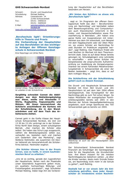 Schwarzenbek Reportage Ganztagig Lernen
