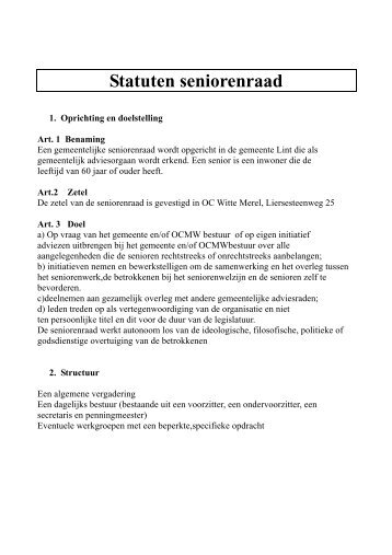 Statuten seniorenraad - Gemeente Lint