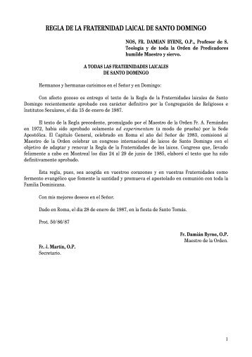 Regla de la Fraternidad Laical de Santo Domingo - Fraternidades ...