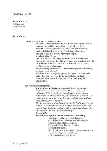 08-03-05 06:55 1 Checklista avtal OFF Samproduktioner ...