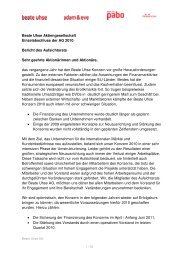 Beate Uhse Aktiengesellschaft Einzelabschluss der AG  2010 Bericht ...