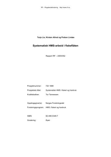 Systematisk HMS-arbeid i fiskeflåten - IRIS