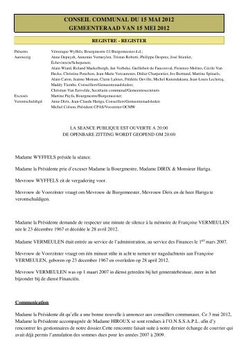 conseil communal du 15 mai 2012 gemeenteraad van 15 mei 2012