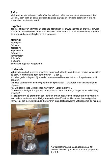 enzym i saliv laborationsrapport enzym i saliv laborationsrapport