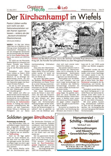 Wangerland in alten und neuen Bildern - Wilhelmshavener Zeitung