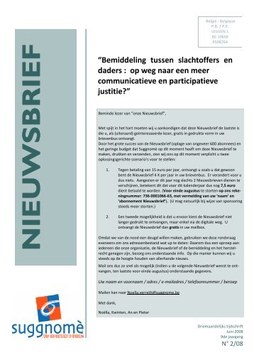 nieuwsbrief com en part justitie - herstelrecht