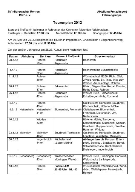 Kopie von Tourenplan 2012 Druck - SV »bergwacht« Rohren 1927 ev