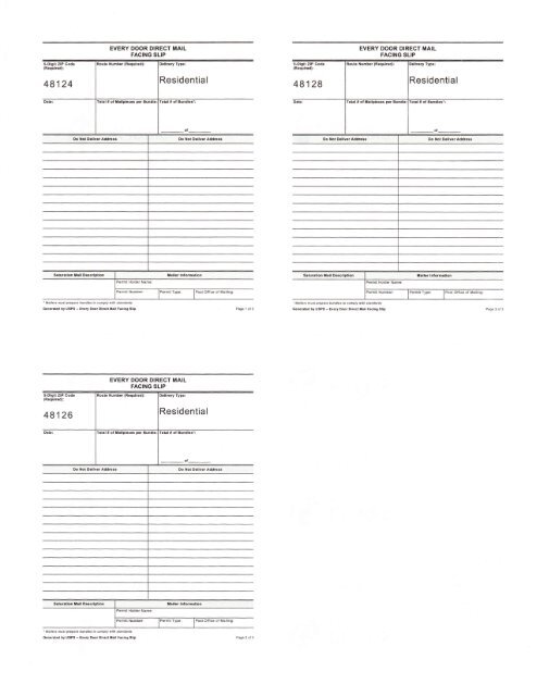 See Sample of EDDM Facing Slip and Other