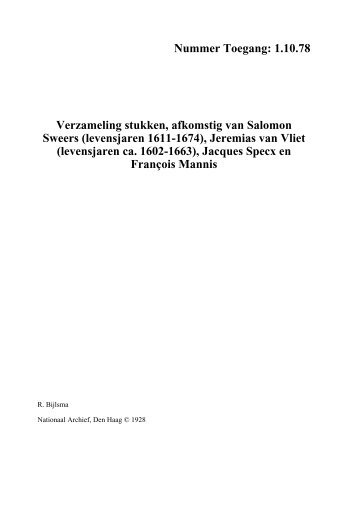 1.10.78 Verzameling stukken, afkomstig van Salomon Sweers