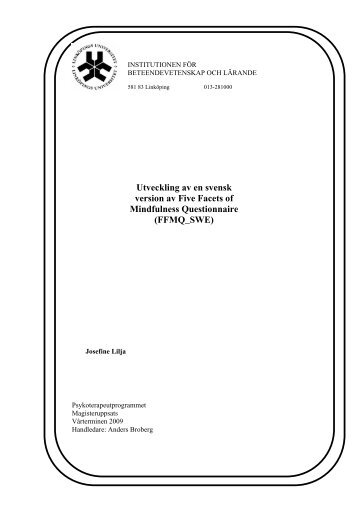 Utveckling av en svensk version av Five Facets of Mindfulness ...