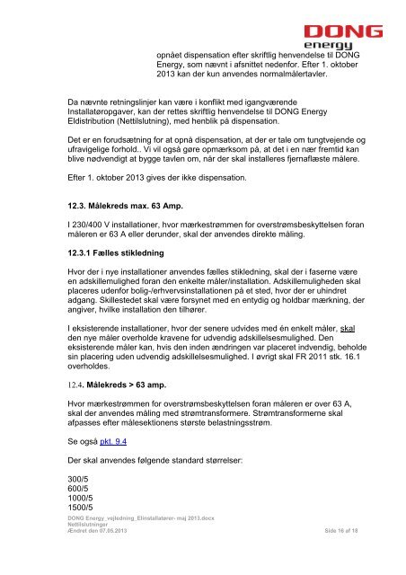 Vejledning for elinstallatører om tilslutning m.v. - DONG Energy ...