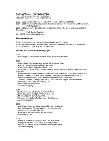 Andreas Werner – Curriculum Vitae - Andreaswerner.org