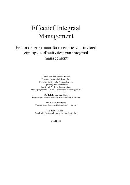 Effectief Integraal Management - Erasmus Universiteit Rotterdam