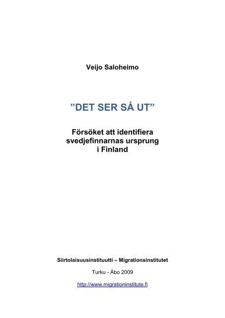 Svedjefinnarna Siirtolaisuusinstituutti