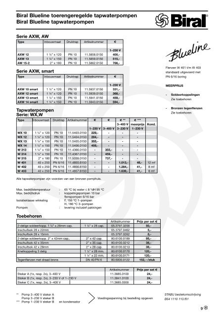 Prijslijst 2011 - Biral